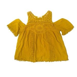 Coco + Jaimeson Cold Shoulder Mustard Top